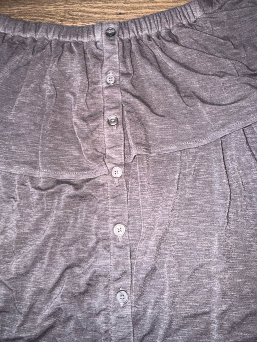 Gray Off-Shoulder Ruffle Button-Front Blouse - Picture 2 of 3